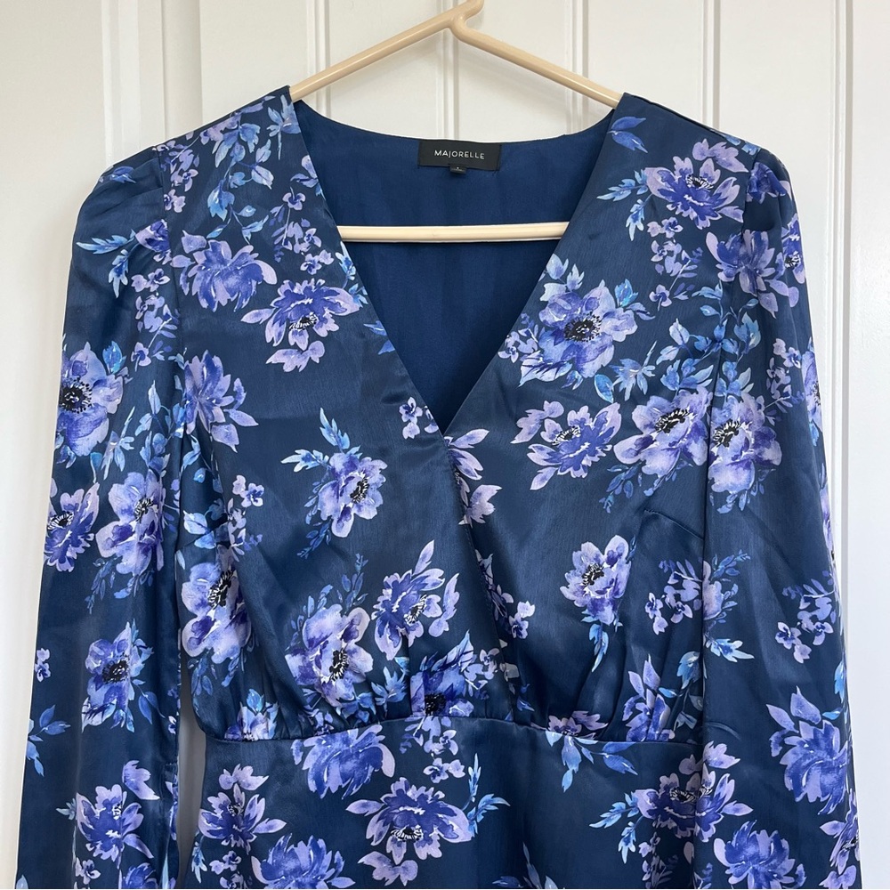 Majorelle Women’s Alice Mini‎ Dress Rainwater Floral Blue Small Long Sleeve - Picture 2 of 6